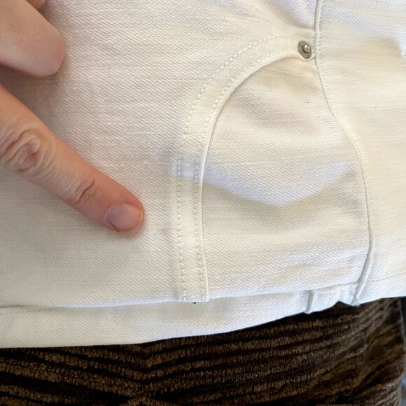 SPANX Women's distressed white ankle skinny jeans jeggings sz L 20229R Pull On - Picture 14 of 15